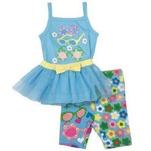 *Summer Set 12 months 3 Pc Floral Sunglasses Tank, Capris, Tutu Krazy Legs Girls